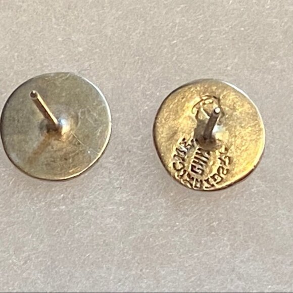 EARRINGS STERLING SILVER 925 DISCS TURQUOISE BLUE INLAY PIERCED POSTS - Picture 6 of 6